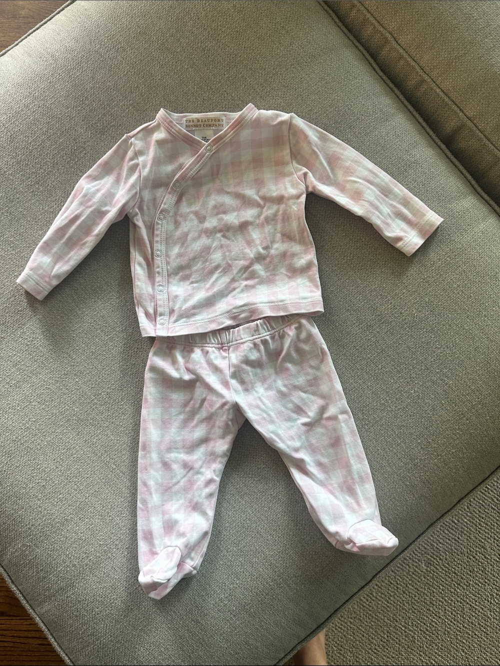 The Beaufort Bonnet Company Pink Plaid Infant Pajama Set